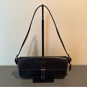 Coach Vintage Y2K Hamptons East West Black Leather Shoulder Bag 7784 (2000)